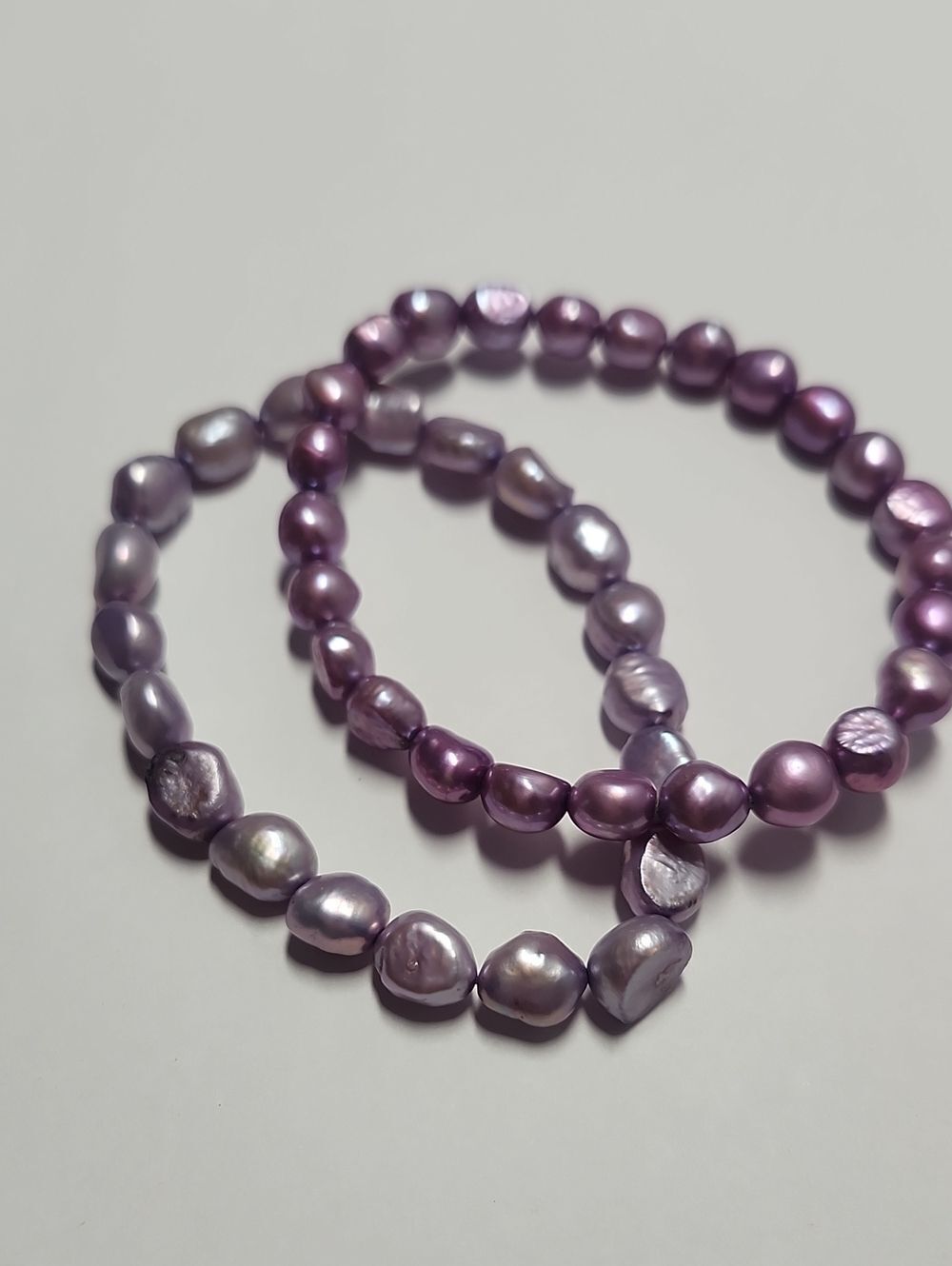 Purple Real Pearl Stretch Bracelet Set - Women Jewelry